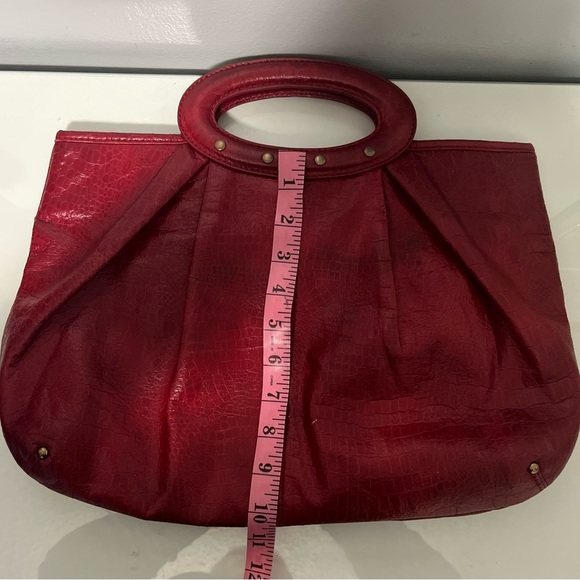 LOFT Red Leather Hobo Bag with Circular Handle - Picture 6 of 6